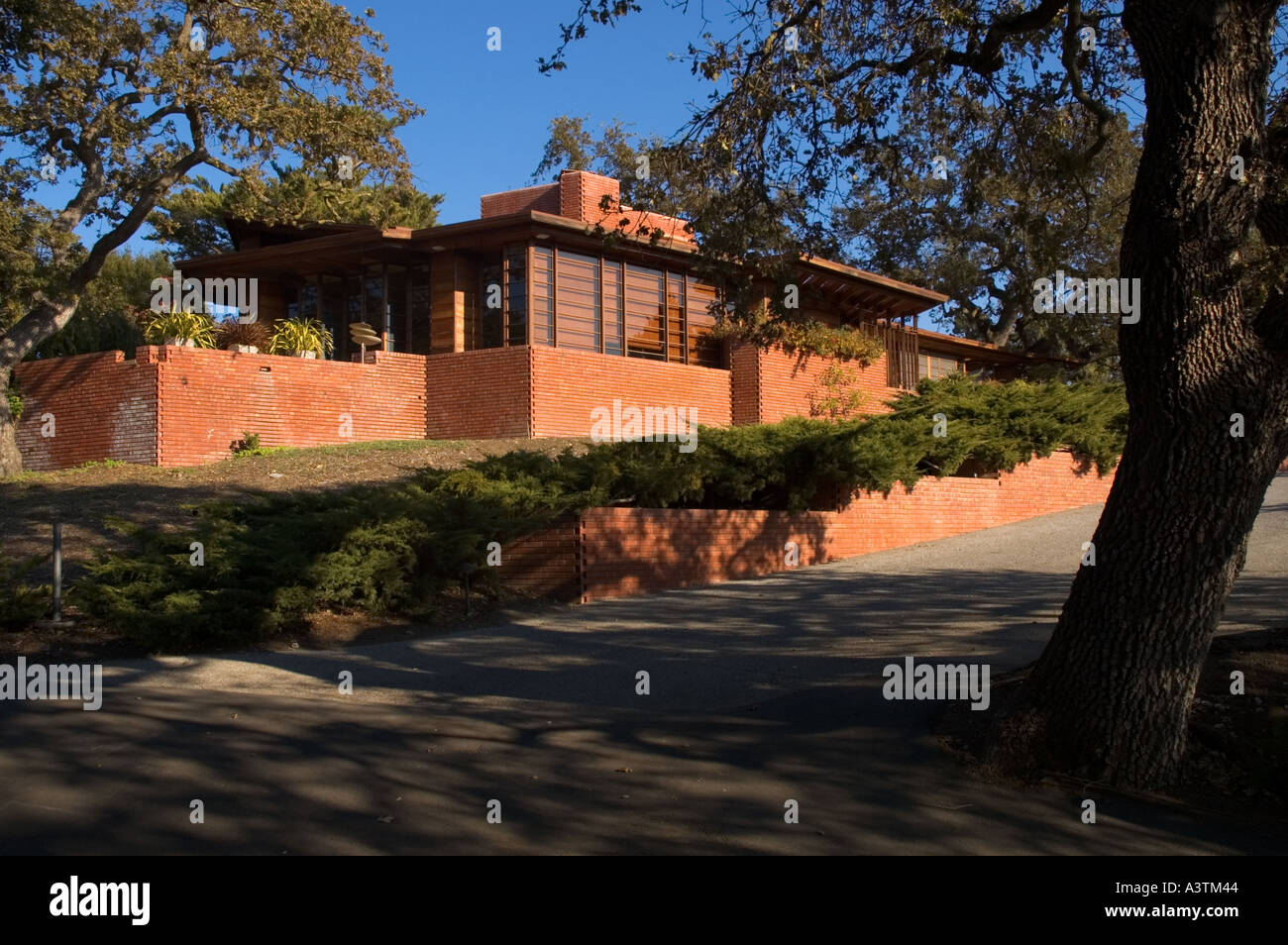 California Palo Alto Stanford University Hanna House entworfen von dem Architekten Frank Lloyd Wright gebaut 1937 Stockfoto