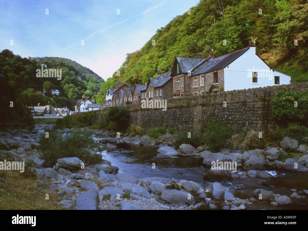 Coastguard Cottages East Lyn River Lynmouth Stockfoto