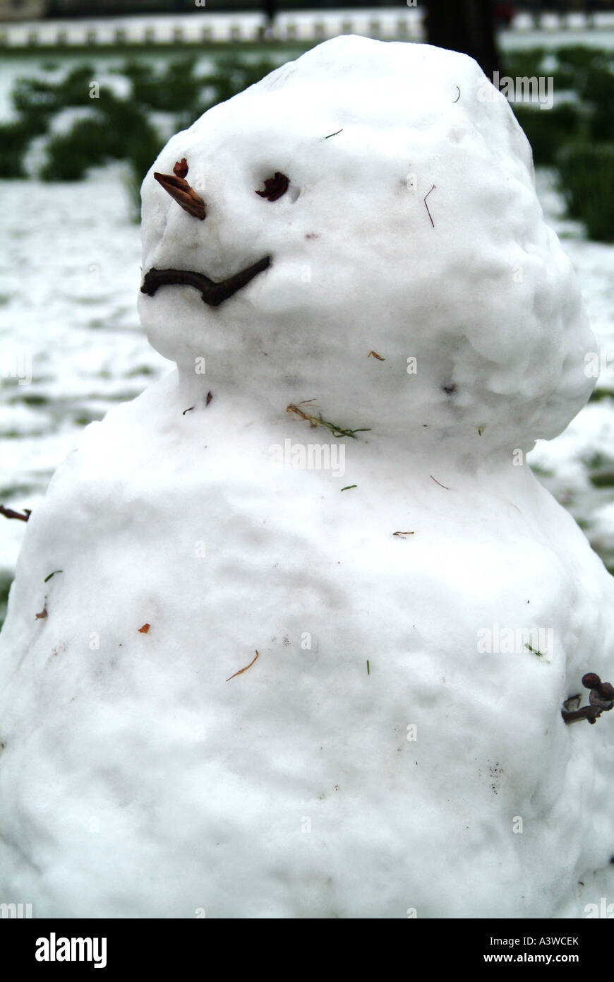 Schneemann im St James Park in London Stockfoto