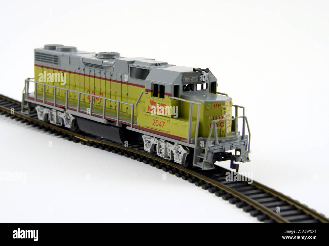 Lokomotive aus einem HO Skala Spielzeug-Eisenbahn-set Stockfoto