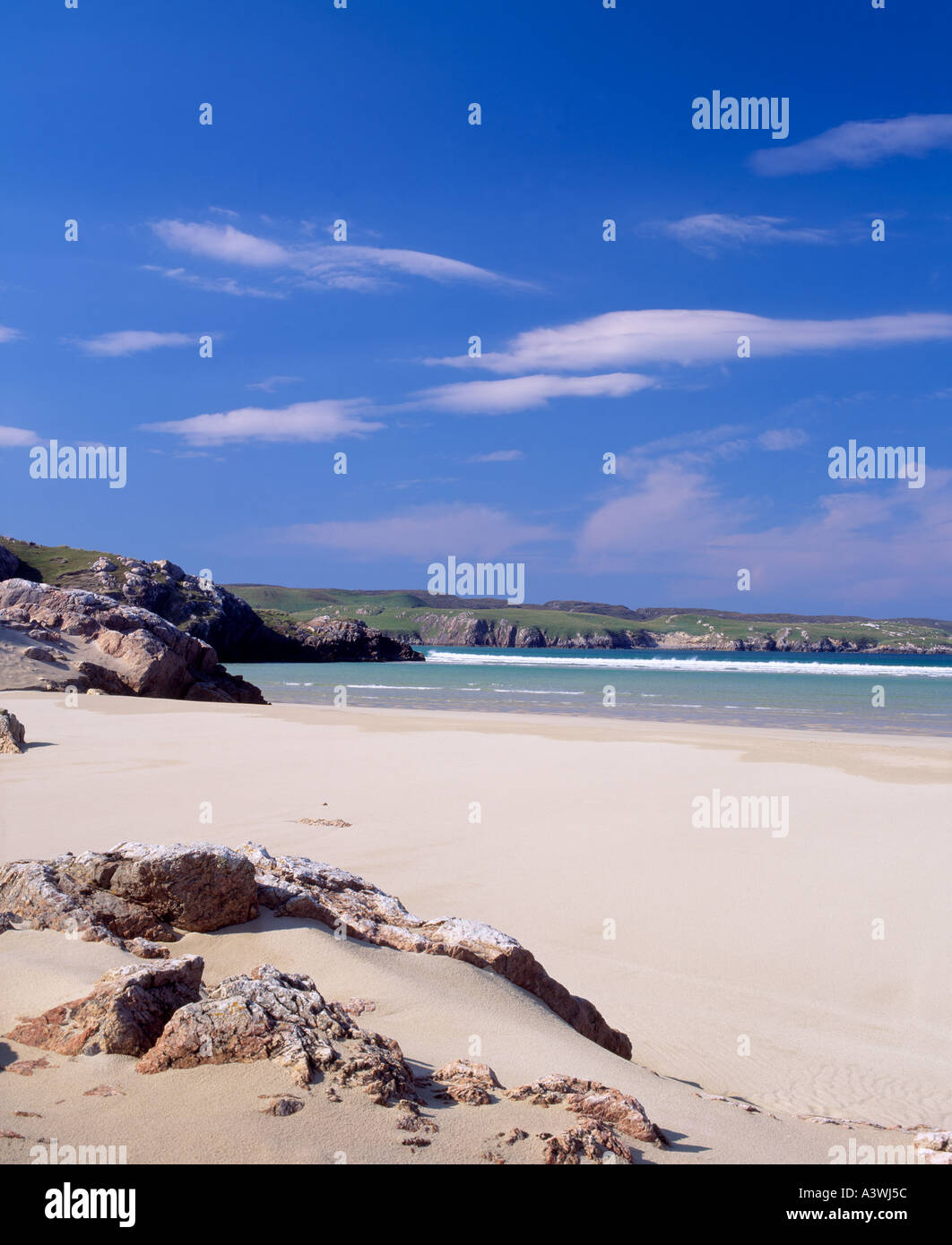 Schottland, Western Isles, Isle of Lewis, Uig Sands, Traigh Uuige. Camas Uig heraus zum Meer Blick Stockfoto