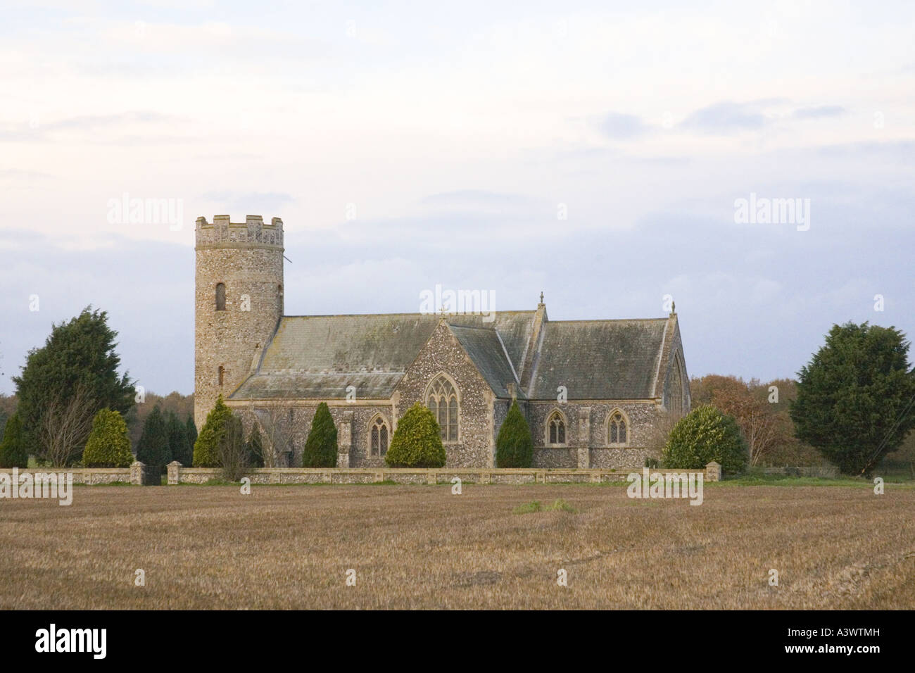 St Peters Rundturm Kirche Haveringland Norfolk England Stockfoto