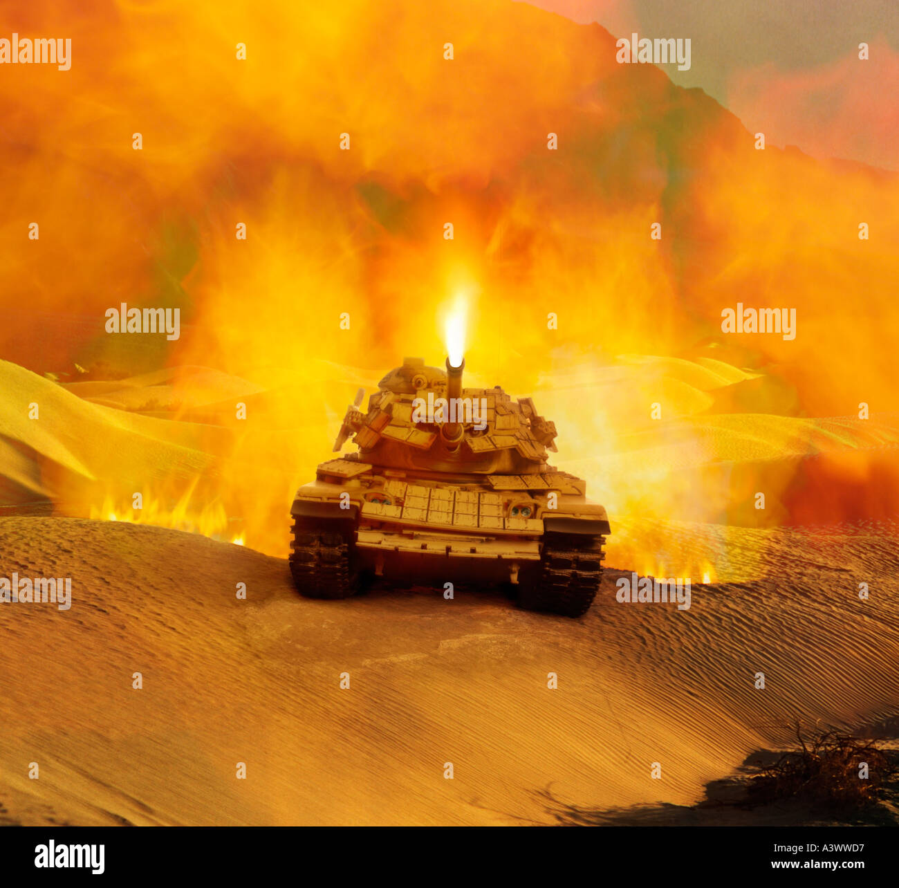 Tank-Feuergefecht Stockfoto
