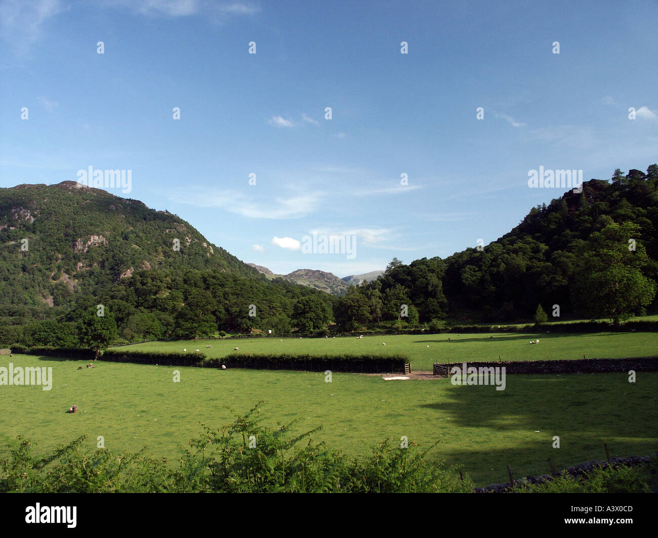 Ansicht des Fells von Mulden Farm Grange Seenplatte UK Stockfoto