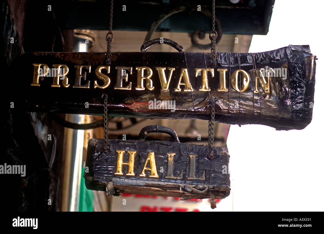 Preservation Hall Posaune Fall Zeichen New Orleans Louisiana USA Stockfoto