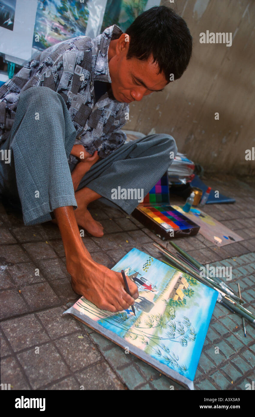 Straße Fuß Künstler in Ho-Chi-Minh-Stadt-Vietnam Stockfoto