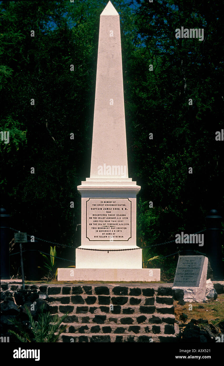 Captain Cook Monument in der Nähe der Stelle, wo der Explorer von Eingeborenen in 1779 Hawaii USA getötet wurde Stockfoto