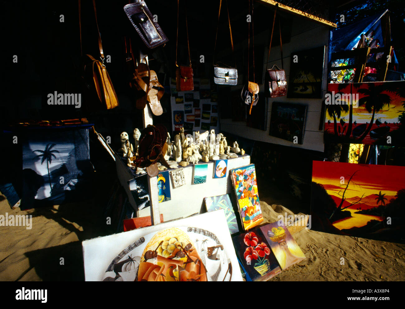 Sosua Dominikanische Republik Geschäfte am Strand Stockfoto