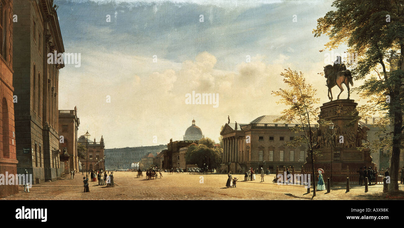 "Bildende Kunst, Gaertner, Eduard (1801 – 1877), Malerei,"Unter Den Linden", 1853, Öl auf Leinwand, 75 x 155 cm, Oskar Reinhart Stockfoto