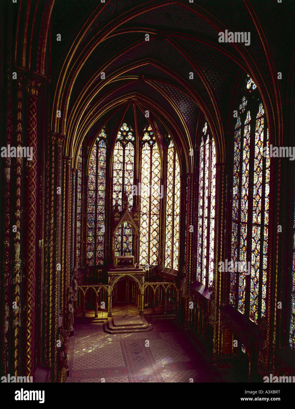 Interior View Sainte Chapelle Upper Chapel Stockfotos