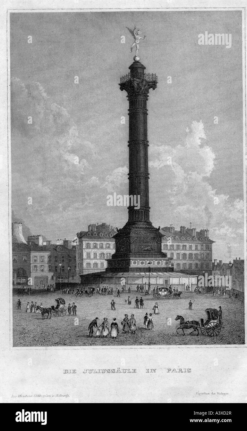 Geografie/Reisen, Frankreich, Paris, Plätze, Place de la Bastille, July-Column, Errektet um 1840, Stockfoto