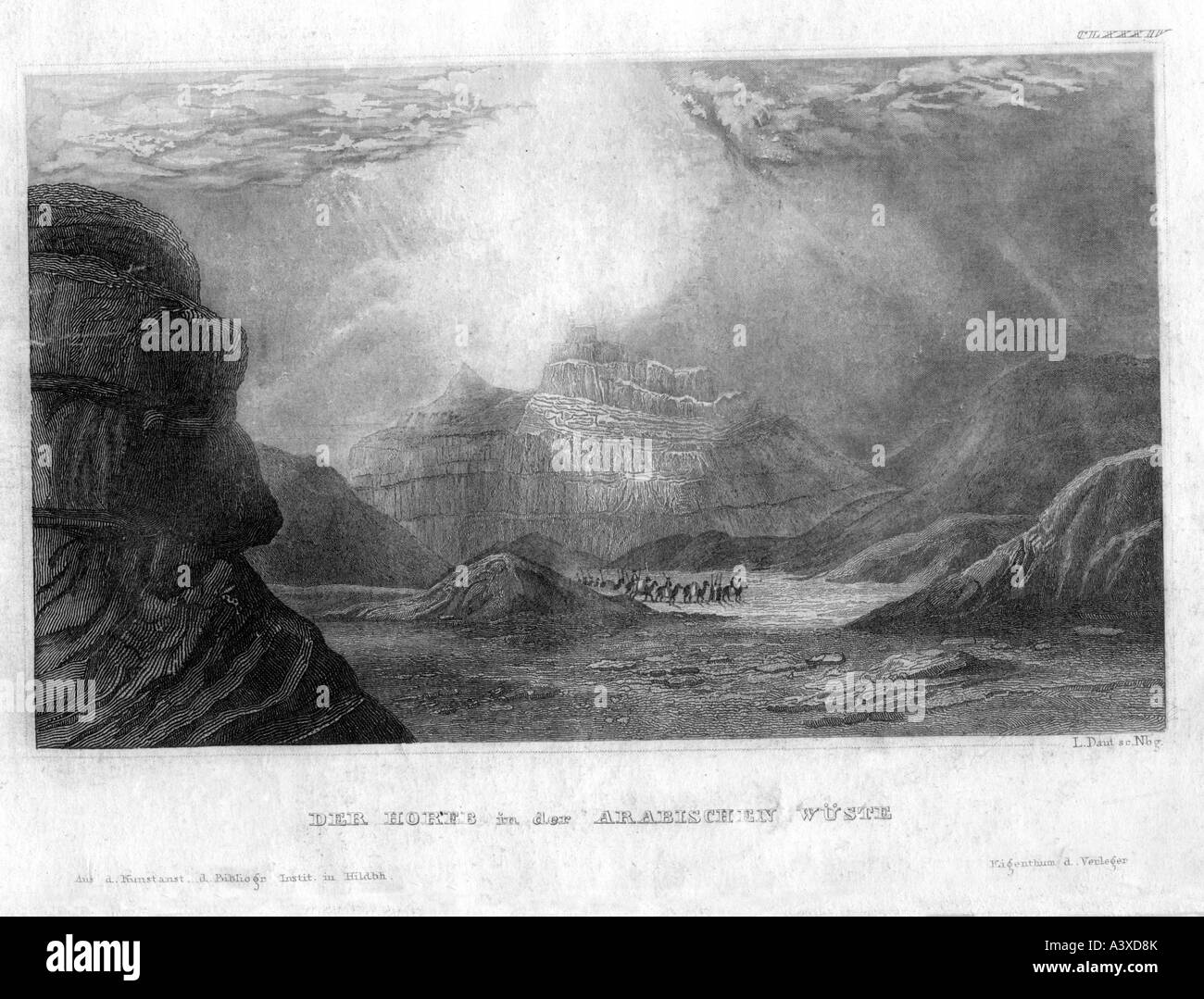 Geographie/Reise, Ägypten, Landschaften, Berg Horeb in der arabischen Wüste, Gravur, von L.Daut, Hildburghausen, 19. Jahrhundert, Stockfoto
