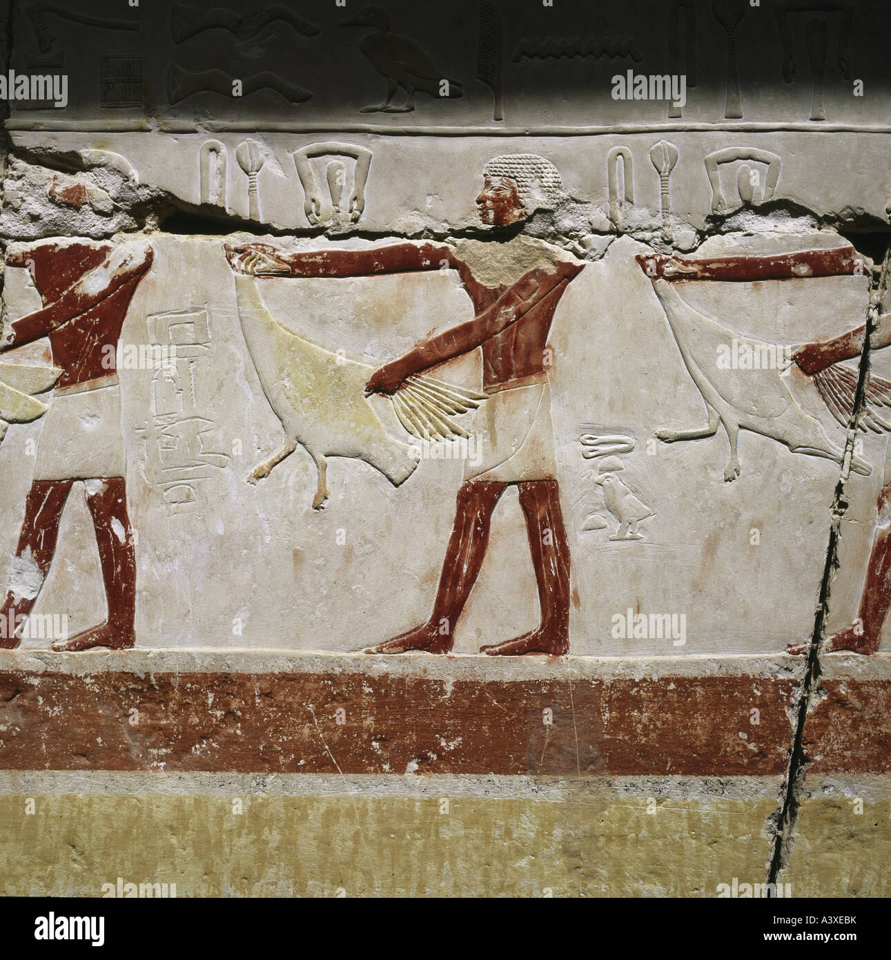 /geography, Reisen Ägypten, Sakkara, Gebäude, Mastaba der Prinzessin Idut, Relief, Opfer der Gans, ca. 2504-2216 v. Chr. hist Stockfoto