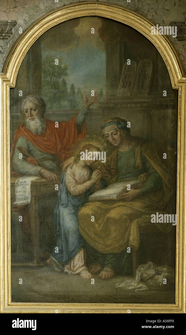 "Bildende Kunst, Brugger, Andreas, (1737-1812), Malerei,"Unterricht der Heiligen Maria", ca. 1808 / 1811, Altarbild, Rechte Seite Stockfoto