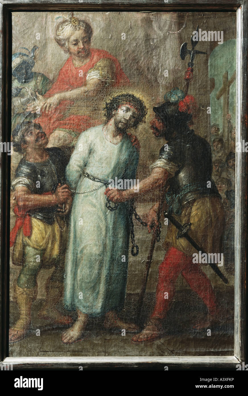 "Bildende Kunst, Brugger, Andreas, (1737-1812), Malerei,"Bonding Christi", ca. 1805 / 1810, 1 Station des Kreuzweges, Stockfoto