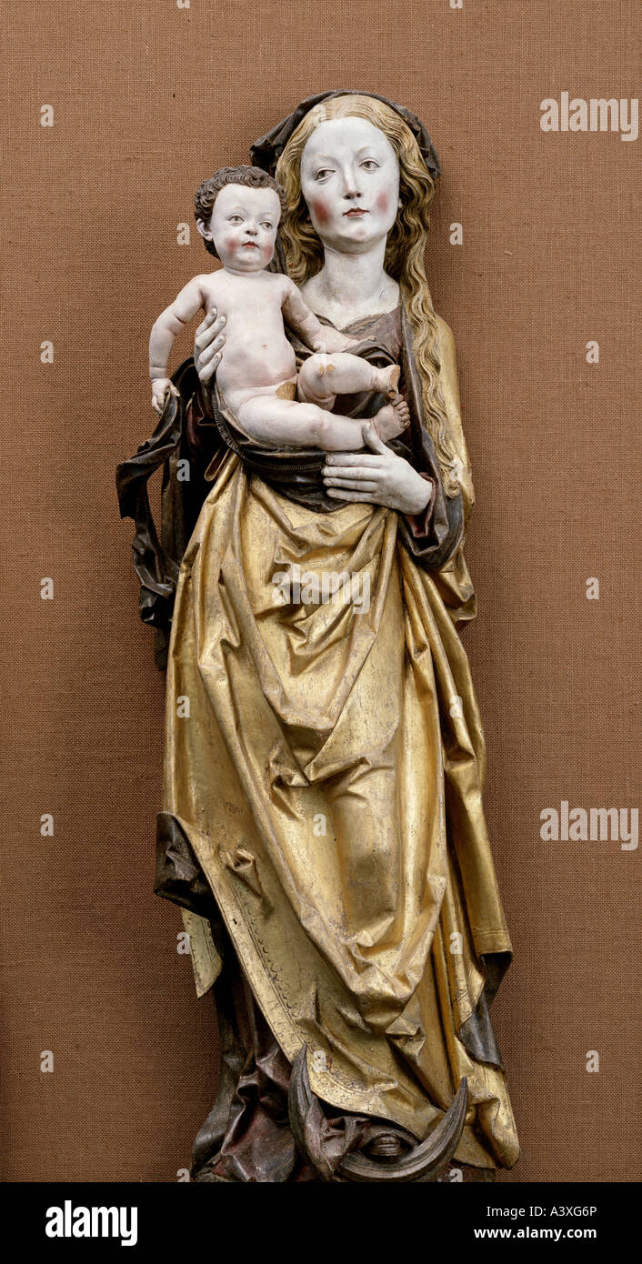 "Fine Arts, Riemenschneider, Tilman, (um 1460 - 7.7.1531),"Maria mit Kind", Skulptur, Holz, Gramschatz, Unterfranken, ein Stockfoto