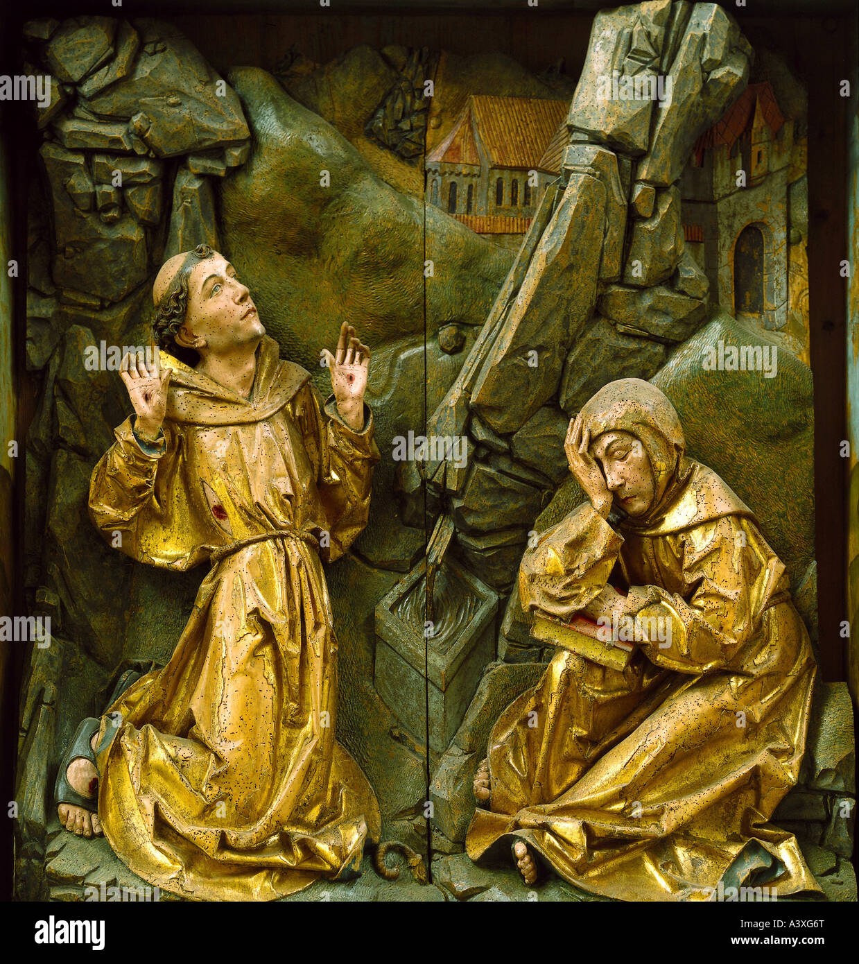 Bildende Kunst, Riemenschneider, Tilman, (um 1460 - 7.7.1531), Altar des Heiligen Franziskus, Klangskulptur, Holz, um 1480, St. Jakob, Stockfoto