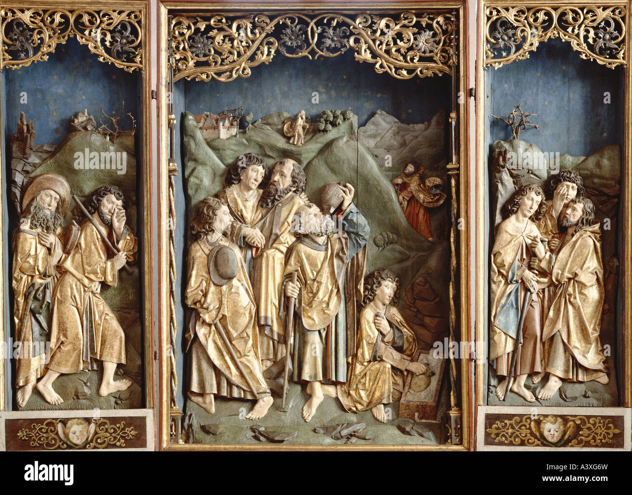 "Fine Arts, Riemenschneider, Tilman, (um 1460 - 7.7.1531),"Abschied der Apostel", geflügelte Altar, Holz, um 1491, Kle Stockfoto