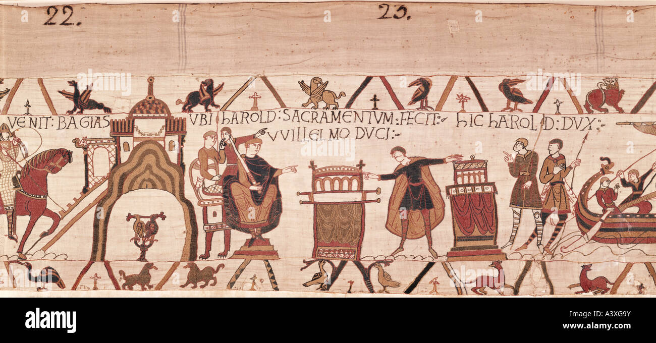 Bildende Kunst Mittelalter Romanik Teppich Von Bayeux Norman