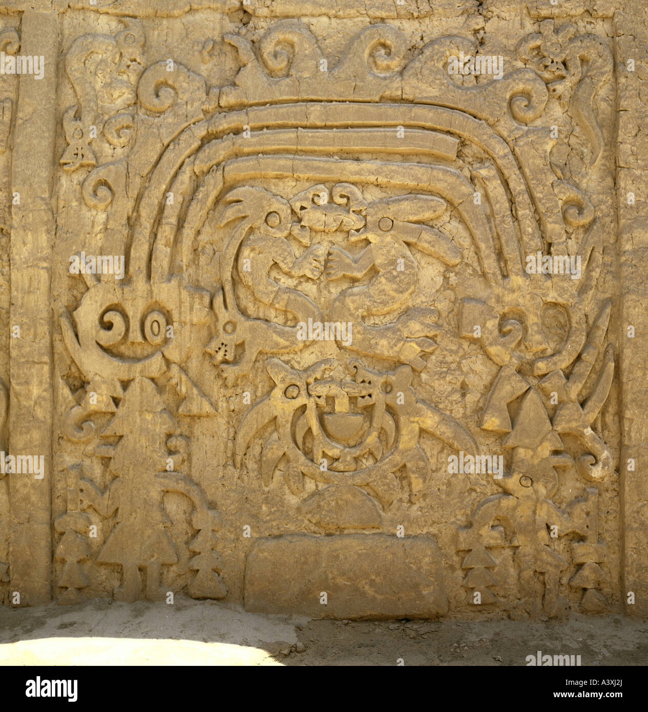 Bildende Kunst, präkolumbianischen, Chimu, Skulptur, Relief von Chan Chan, 13.-15. Jahrhundert A.D., Stein, Trujillo, historisch, seine Stockfoto