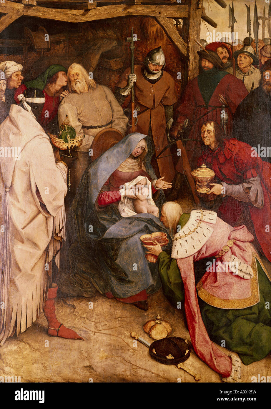 "Fine Arts, Brueghel, Pieter der ältere (1525 / 1530-1569), Malerei,"die Anbetung der Könige", 1564, Öl auf Eiche Panel Stockfoto