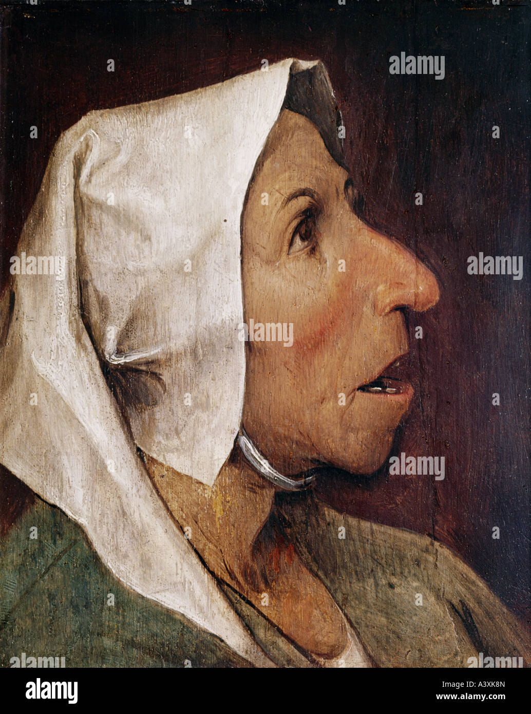 "Fine Arts, Brueghel, Pieter der ältere (1525 / 1530-1569), Malerei, 'Kopf der alten Bäuerin', Eiche Panel, 22 cm x 18 cm, Stockfoto