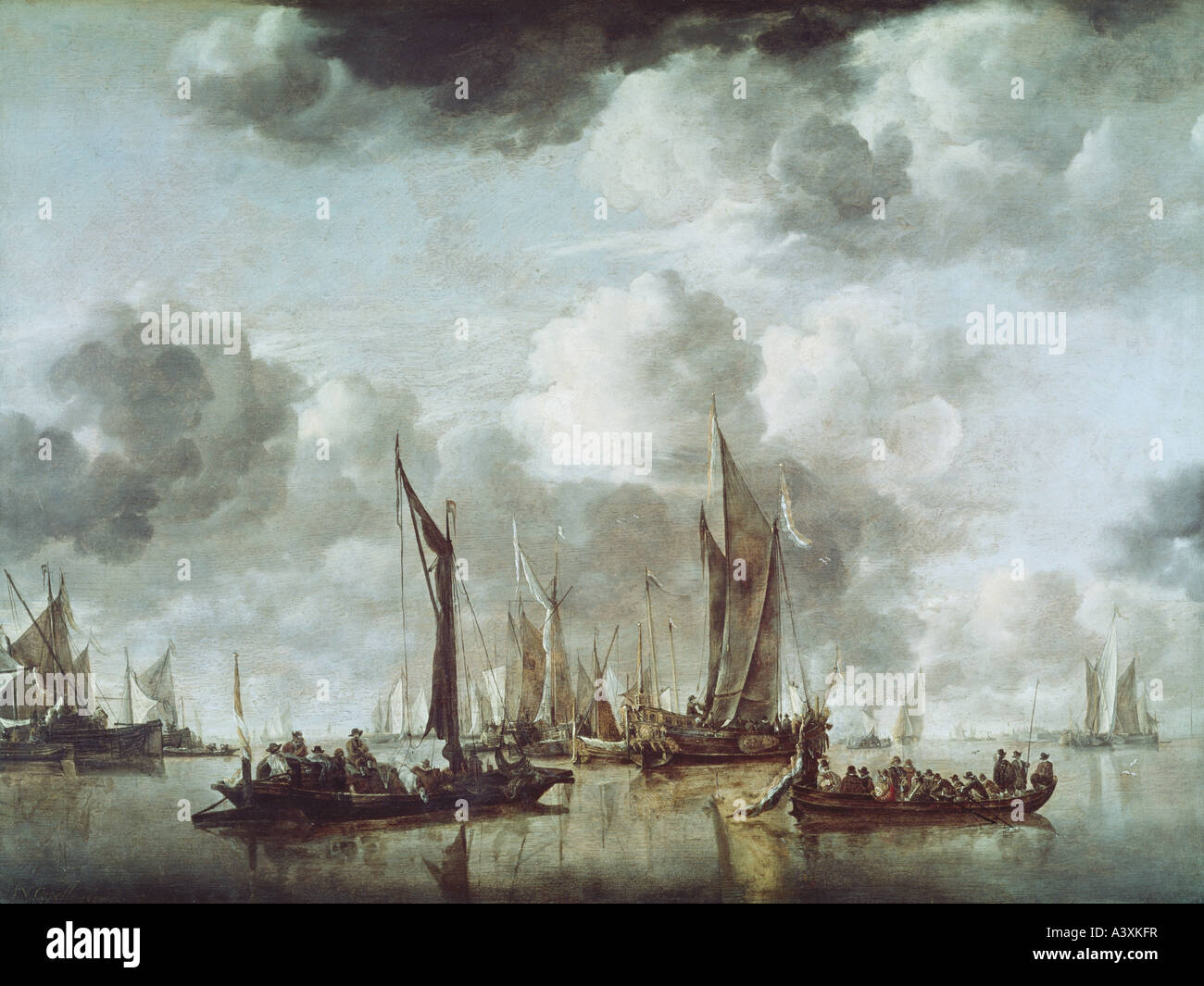 "Fine Arts, Capelle, Jan van de, (1626-1679), Gemälde,"Holländische Yacht feuern eine Salve", 1650, Öl auf Holz, 85,5 cm x 114,6 cm Stockfoto