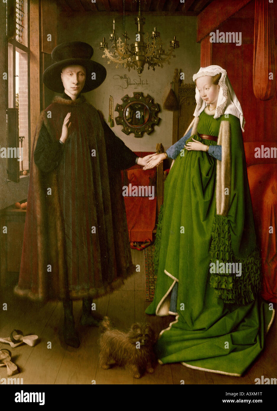 "Fine Arts, Eyck, Jan van (ca. 1390-1441), Malerei,"Die Arnolfini-Hochzeit", 1434, Öl auf Platte, 82 cm x 60 cm, National Stockfoto