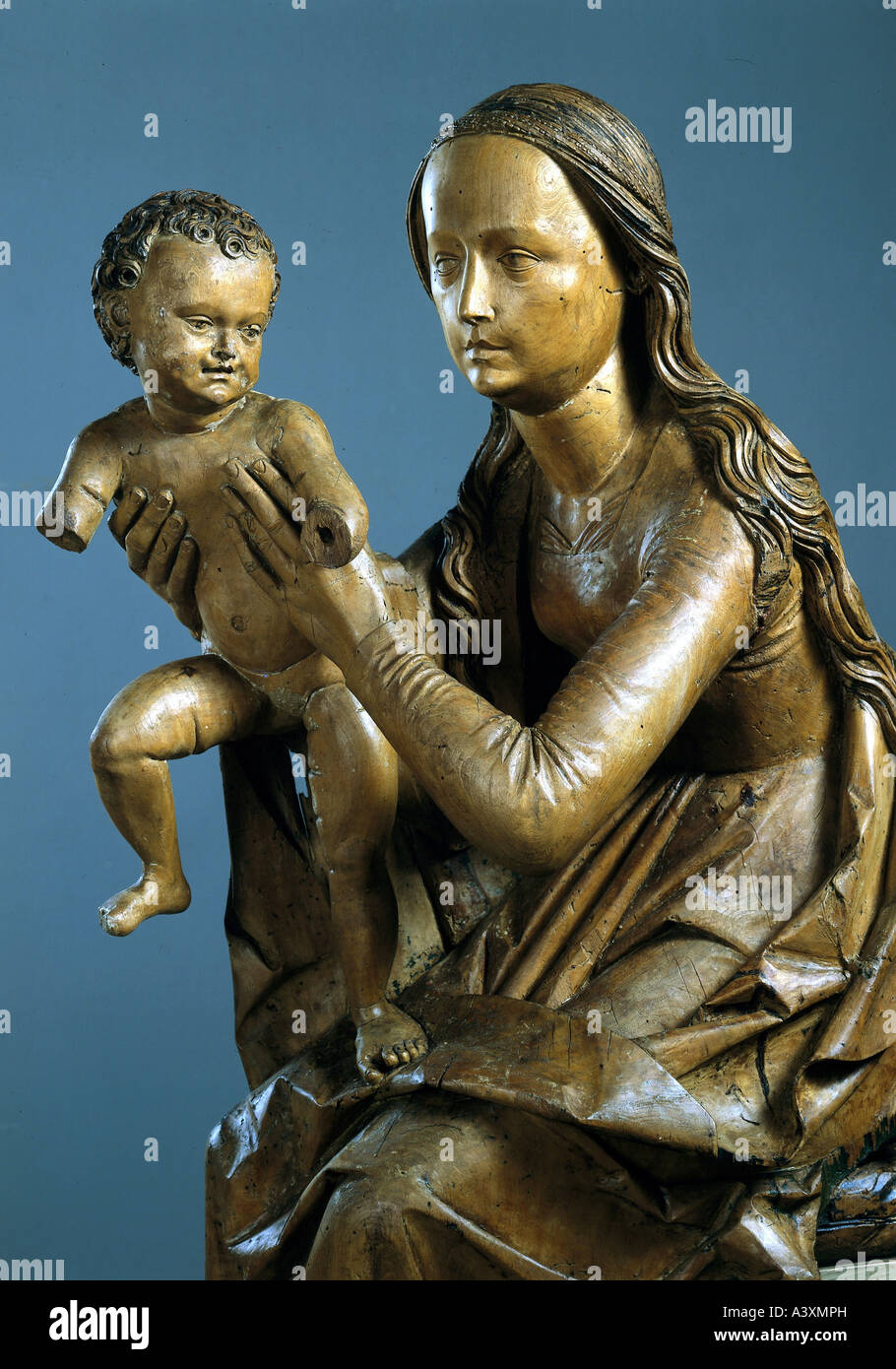 Bildende Kunst, Mutter Maria, Madonna Selbdritt, Statue, Schule von Tilman Riemenschneider (um 1460 - 7.7.1531), Ornbau, Franken, Stockfoto