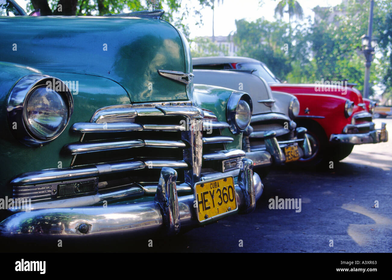 Alte amerikanische Autos in Havanna Kuba Stockfoto