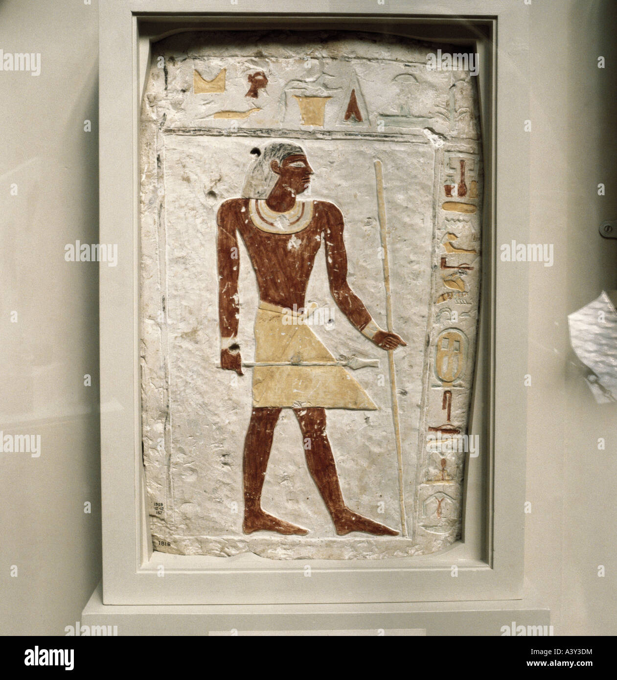 Bildende Kunst, antike, Ägypten, altes Königreich, Relief, hohe offizielle Nyhebsedpepy, Kalkstein, bemalt, ca. 2600 v. Chr., British Mus Stockfoto