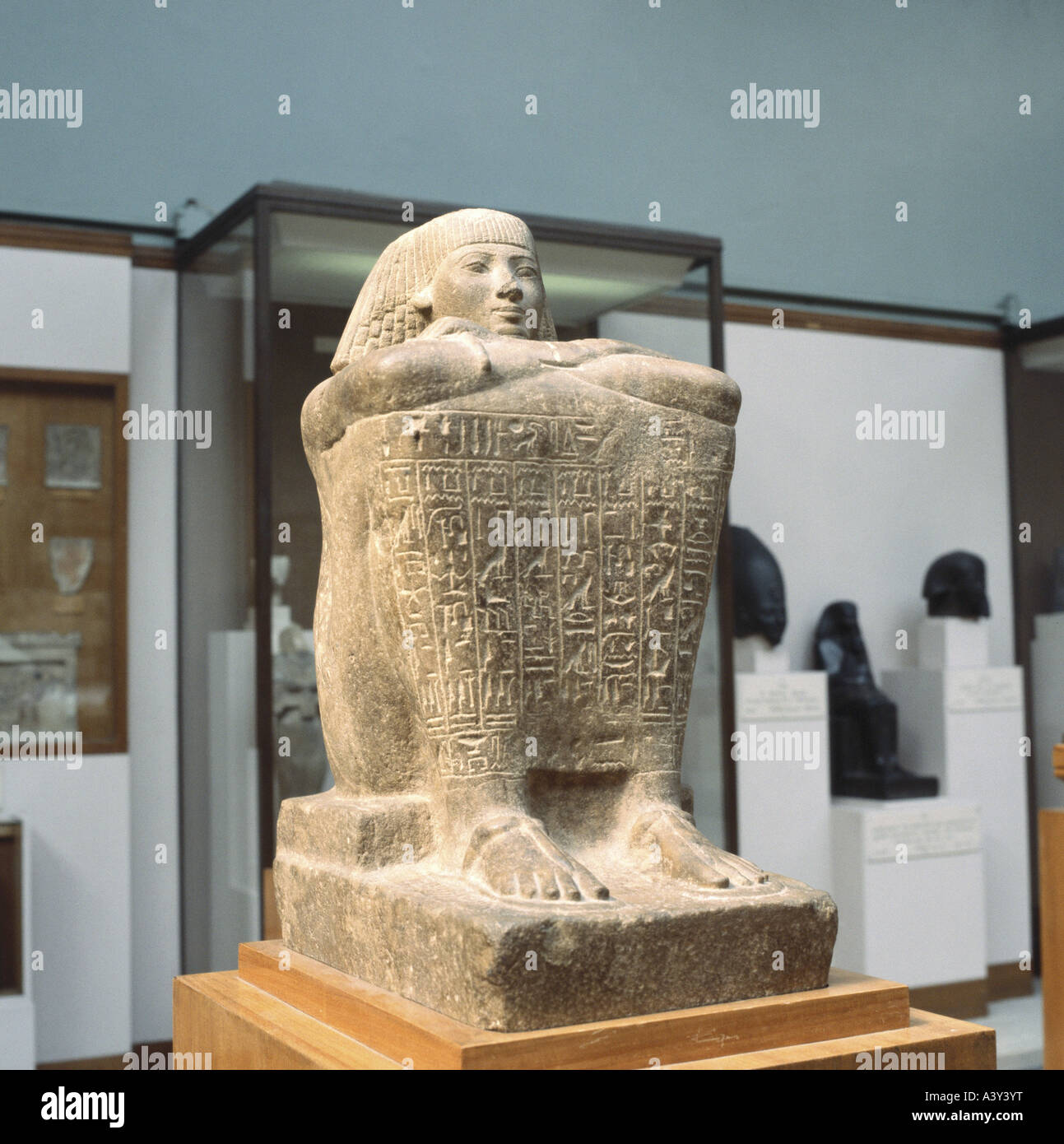 Bildende Kunst, antike, Ägypten, Skulptur, dritte Intermediate Period, Skulptur, Figur kauern, Pa-Iry, Schreiber der Opfer Stockfoto