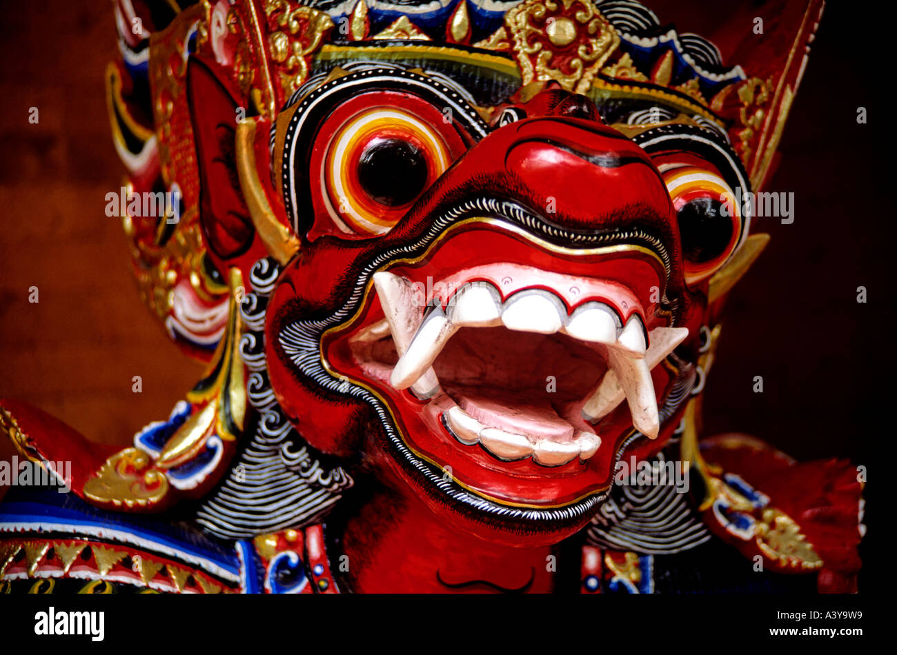 dämonische Maske bei Kecak Tanz Insel Bali Indonesien Stockfoto