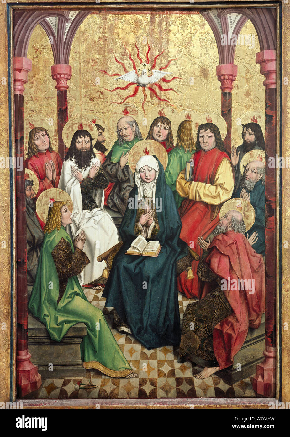 "Bildende Kunst Zürich Gewürznelke Meister der jüngere (aktiv ca. 1490-1505), Malerei," Ausgießen des Heiligen Geistes auf Saint Mary und Stockfoto