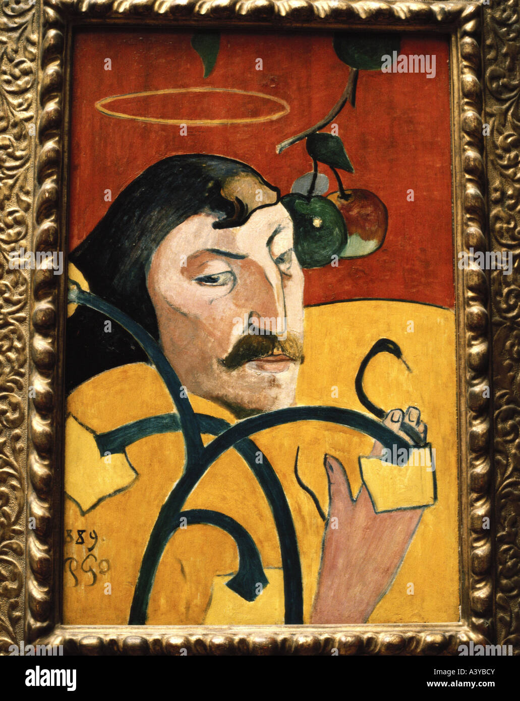 "Fine Arts, Gauguin, Paul, (1848-1903), Malerei,"Selbstbildnis mit Heiligenschein", 1889, Öl auf Panel, 79,5 cm X 52 cm, national g Stockfoto