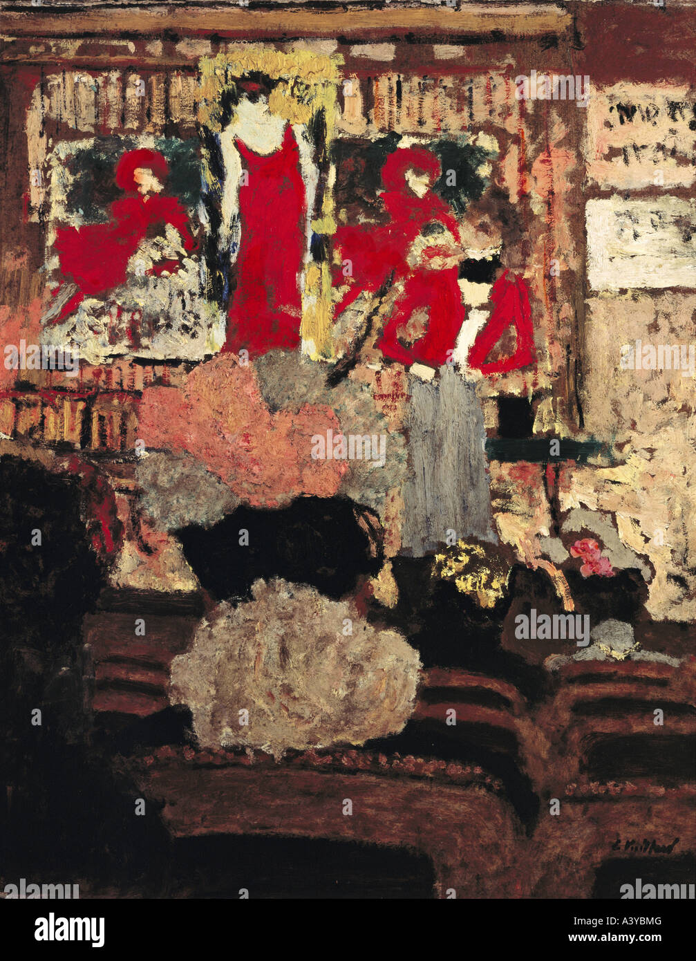 "Fine Arts, Vuillard, Edouard, (1868-1910), Malerei,"at the Theatre", ca. 1899 / 1900, Öl auf Pappe, 49 x 39 cm, Stockfoto