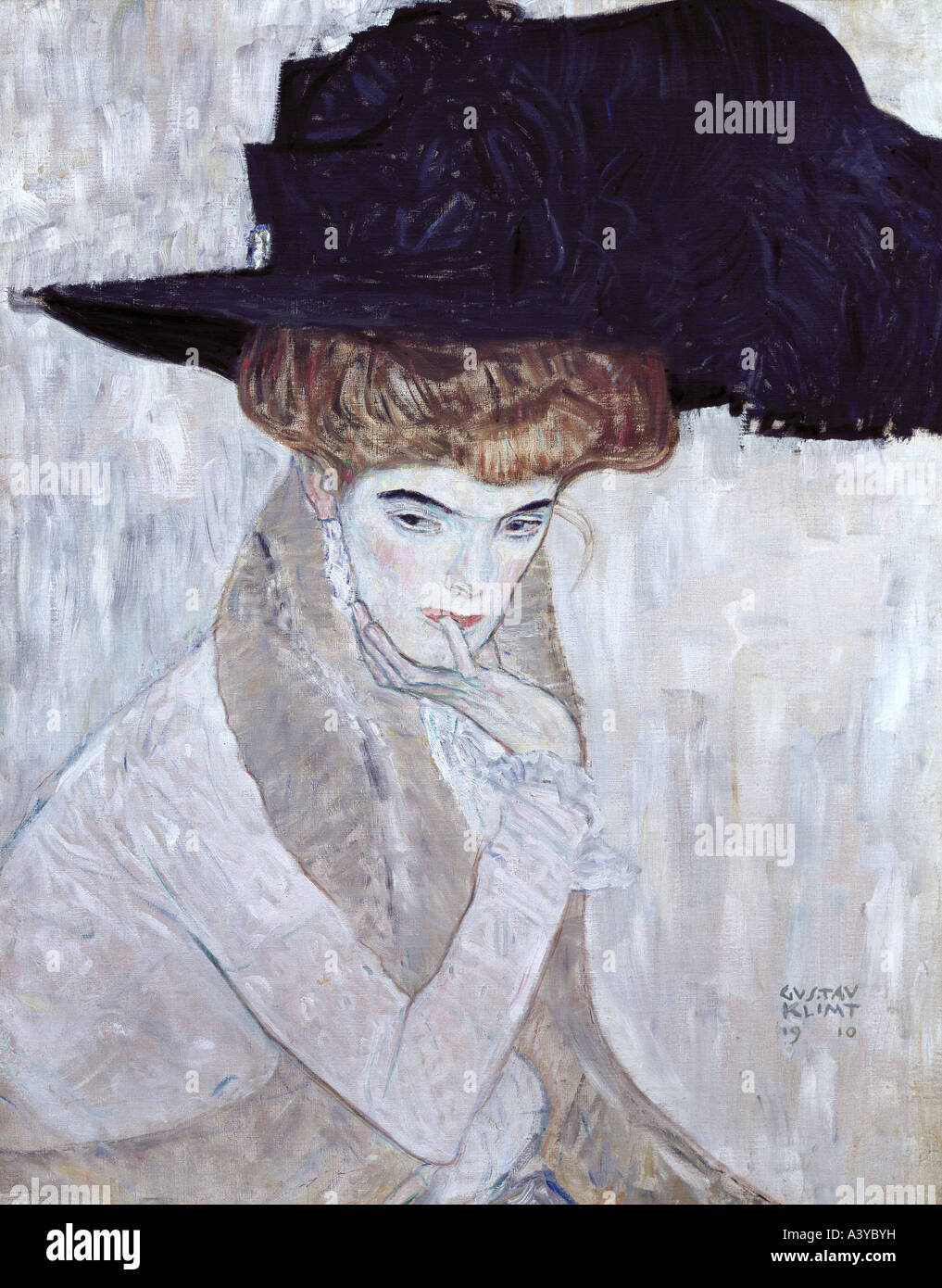 "Fine Arts, Klimt, Gustav, (1862-1918), Malerei,"Der Schwarze Federhut", ("die schwarze Feder Hut"), 1910, Öl auf Leinwand, Stockfoto