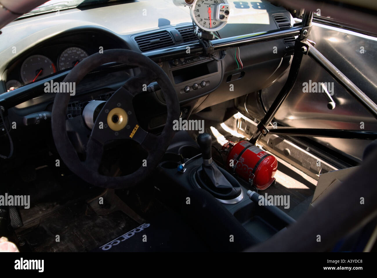 Honda Lager Rennen Auto Pit Lane linken Ansicht Cockpit Systemsteuerung Gilles Villeneuve Grand Prix Rennen Strecke Montreal Kanada Juni 2004 Stockfoto