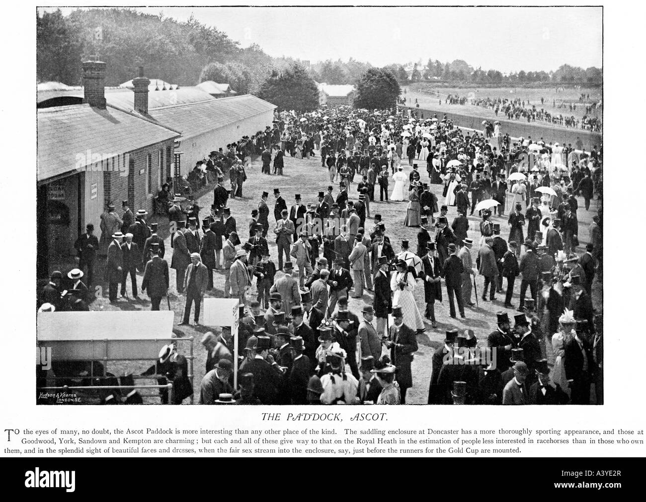 Ascot The Paddock 1895 einen allgemeinen Überblick über die Szene auf dem Royal Rennen treffen Stockfoto