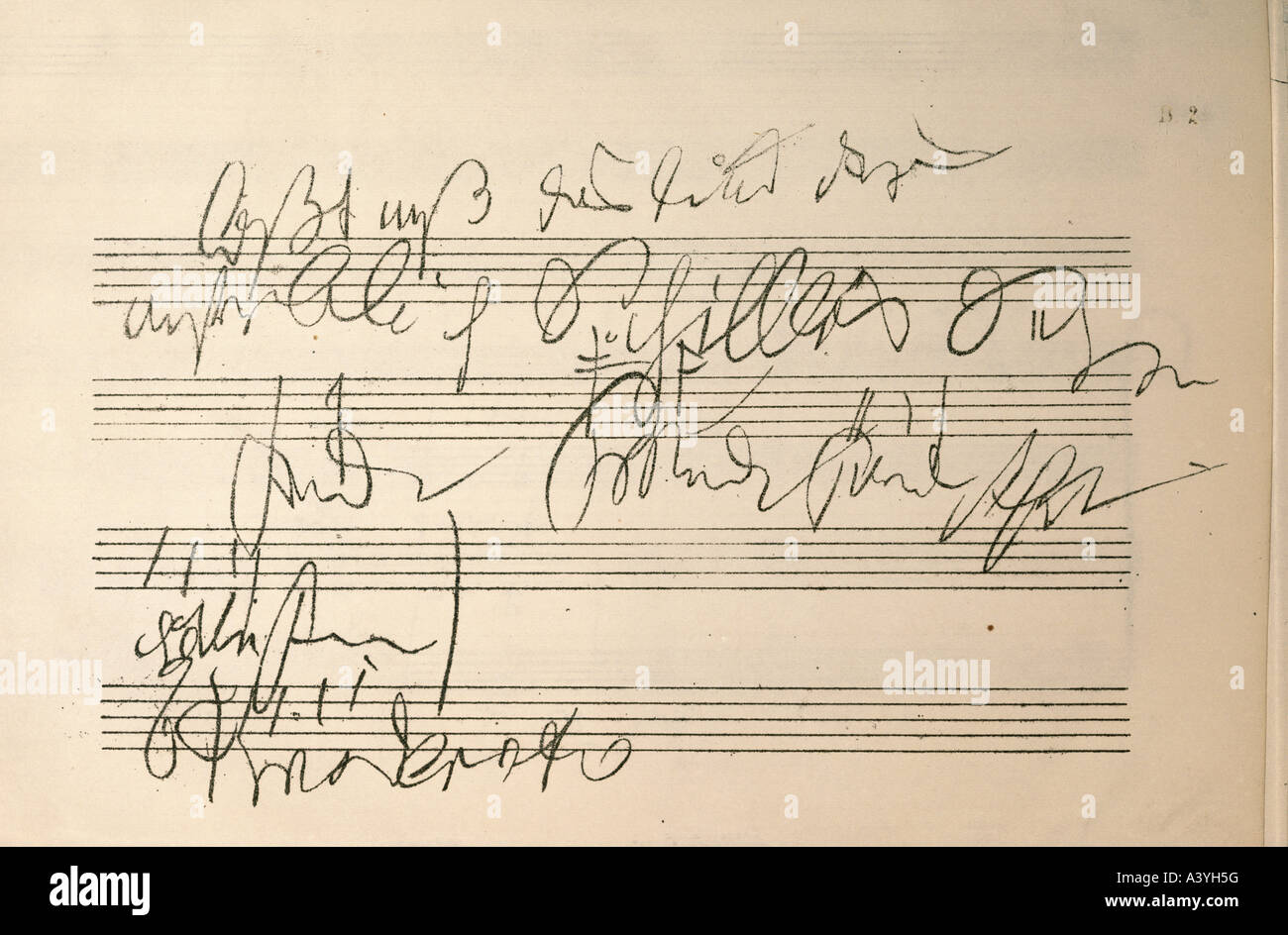 "Beethoven, Ludwig van, 17.12.1770 - 26.3.1827, deutscher Komponist, Manuskript, Skizze, Partitur der Sinfonie Nr. 9, Schlusssatz," Od Stockfoto