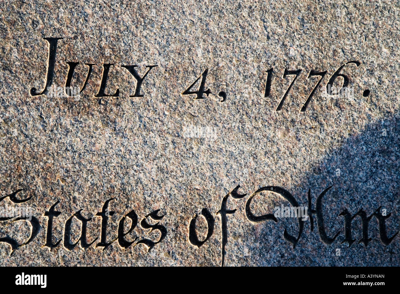 Juli 4 4. 1776 Staaten von Amerika Memorial für die Unterzeichner der Erklärung der Unabhängigkeit National Mall, Washington DC. Detail. Stockfoto