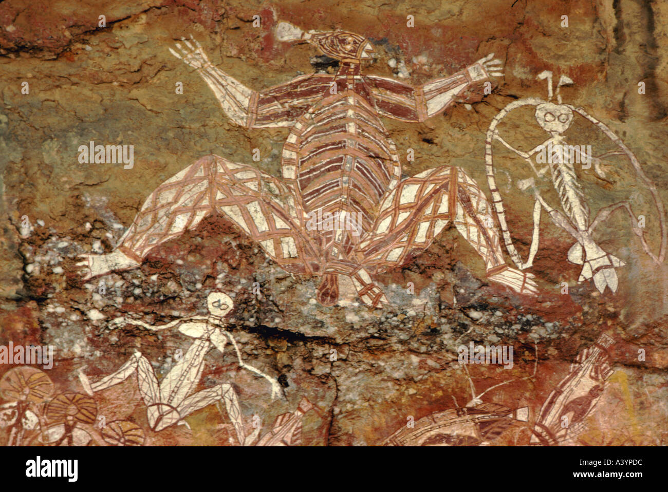 Aborigine-Felskunst Nourlangie Rock Kakadu Northern Territory Australien Stockfoto