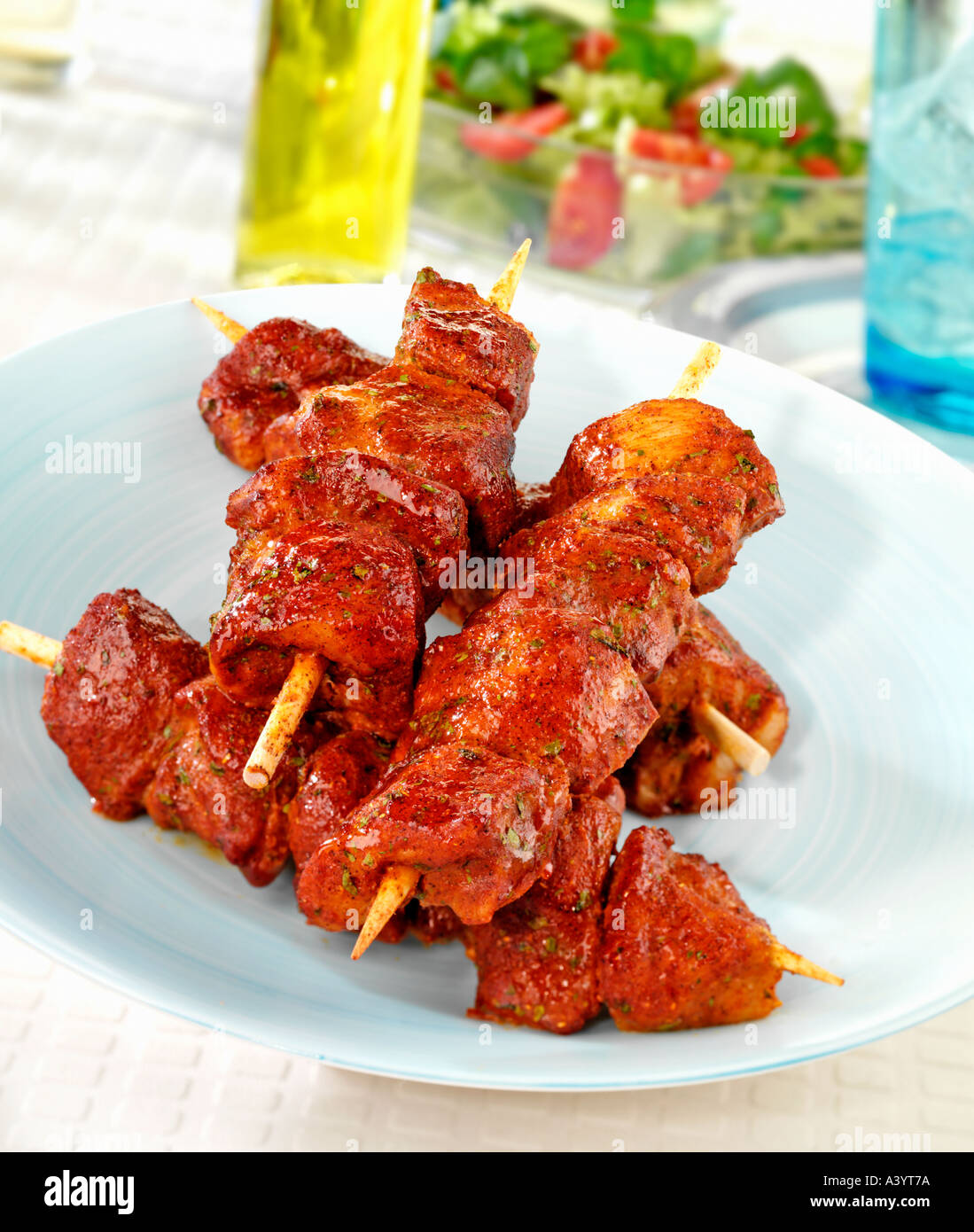 CHICKEN TIKKA KEBABS Stockfoto