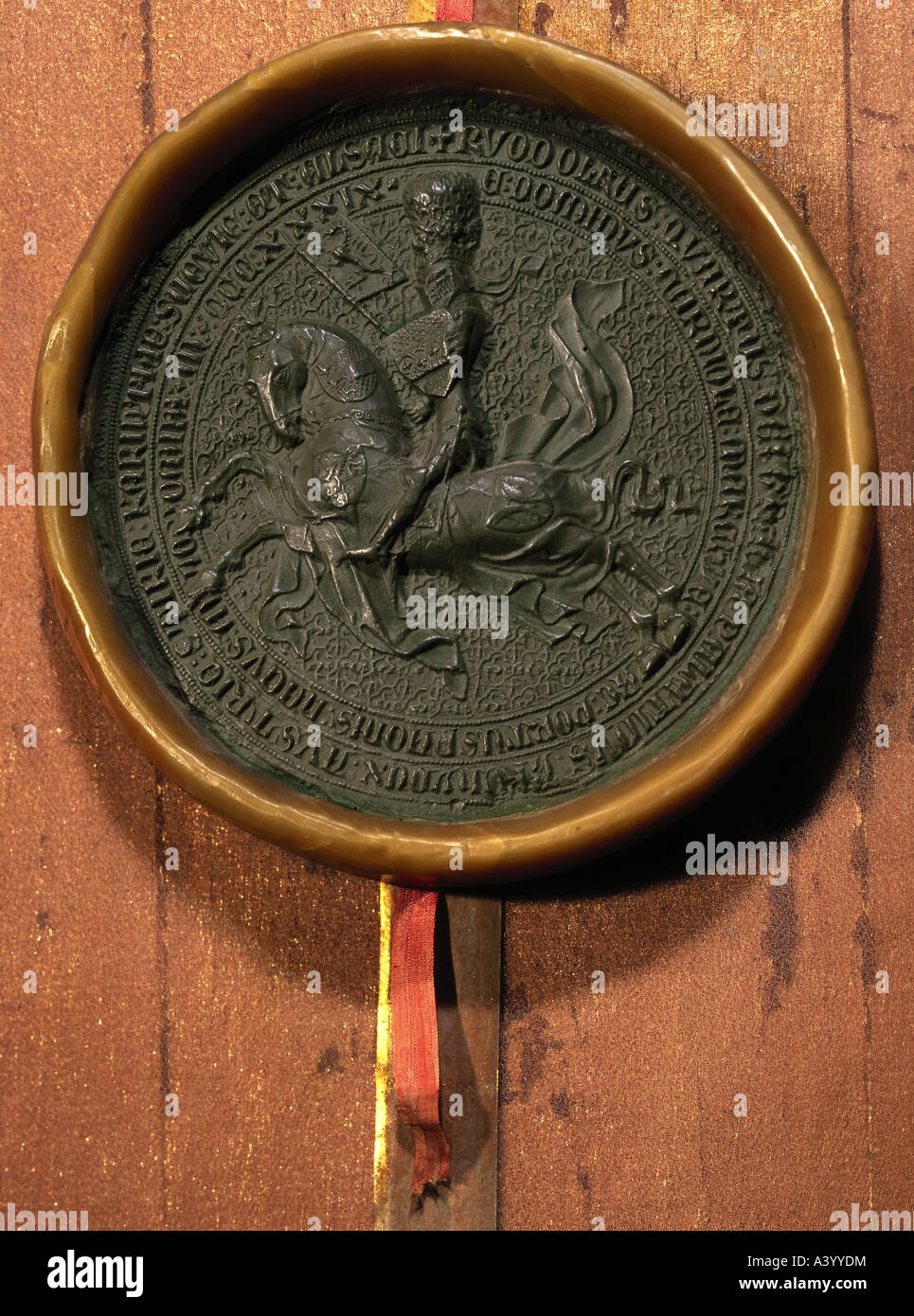 "Rudolf IV"der Gründer", 1.11.1339 - 27.7.1365, Herzog von Österreich 20.7.1358 - 27.7.1365, Equestrial Porträt, Dichtung, bayerische Ma Stockfoto