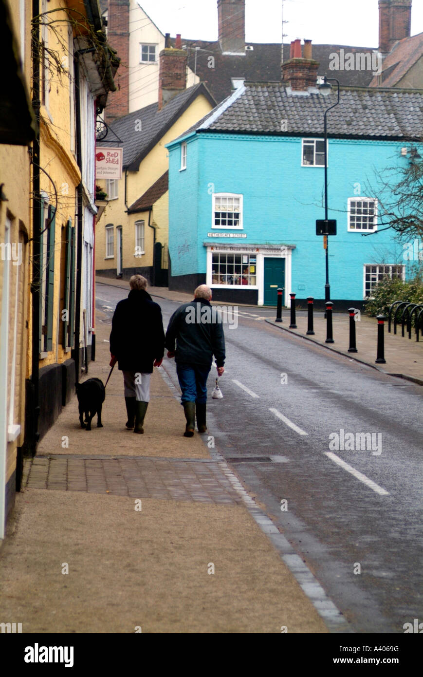 Zu Fuß Hund in der Bridge Street Stockfoto