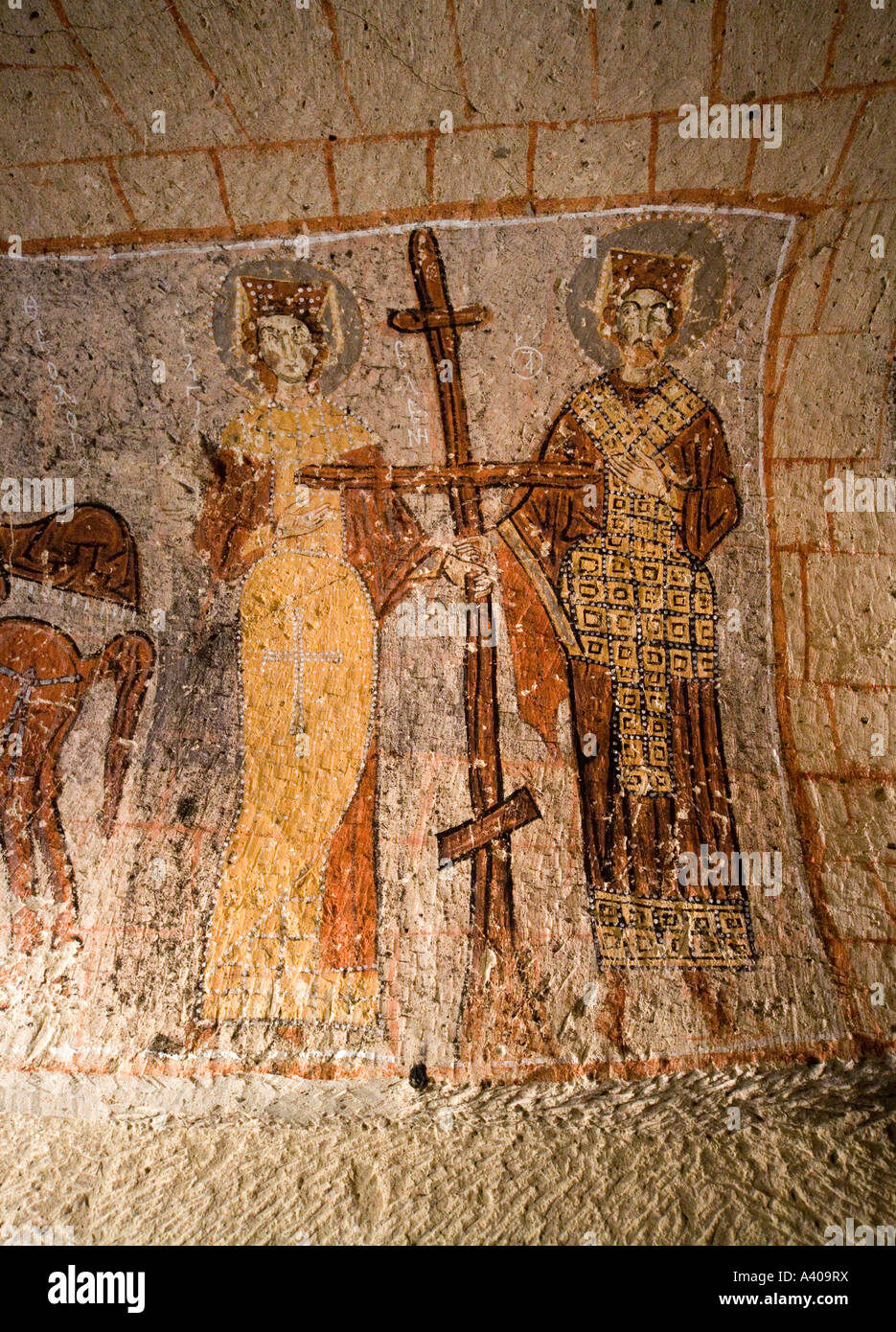 Fresko der Schlange in St. George Church Cappadocia Türkei Stockfoto