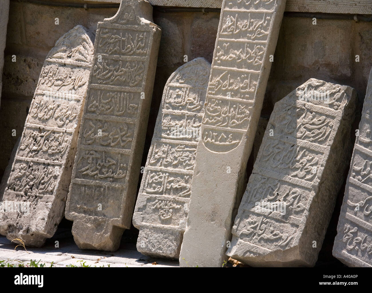 Islamischen Grabstein von Mevlana Museum Konya Türkei Stockfoto