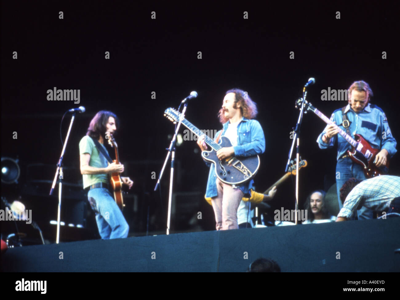 CROSBY STILLS NASH AND YOUNG Gruppe im Jahre 1974 Stockfoto