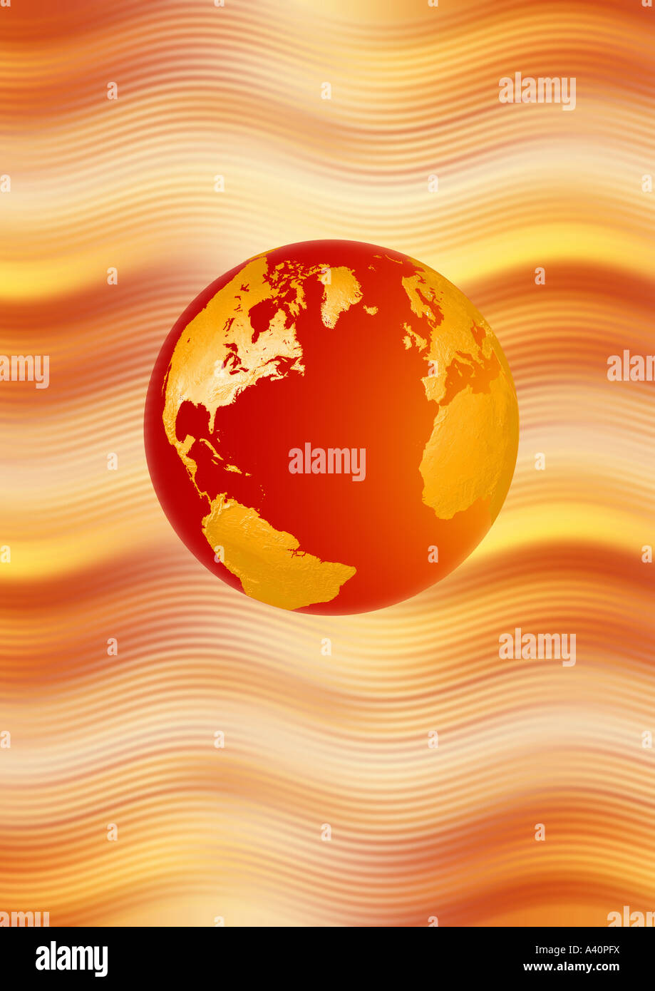 Erde und sichtbare Wärme Erde Mit Sichtbarer Erwärmung Stockfoto