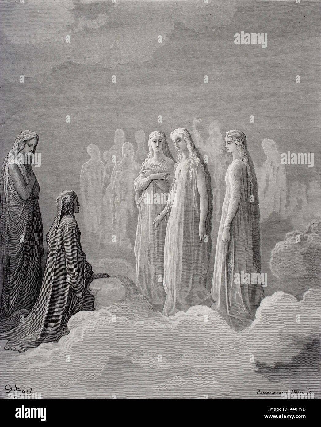 Abbildung für Paradiso Dante Alighieri. Canto-III-Linien 14 und 15, von Gustave Dore, 1832-1883. Französische Künstler und Illustrator. Stockfoto